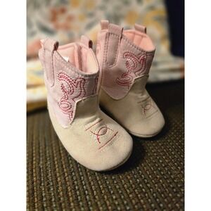 Stepping Stones Baby Girls Pink & Tan Cowboy Boots Crib Shoes Size 9-12 Months 4